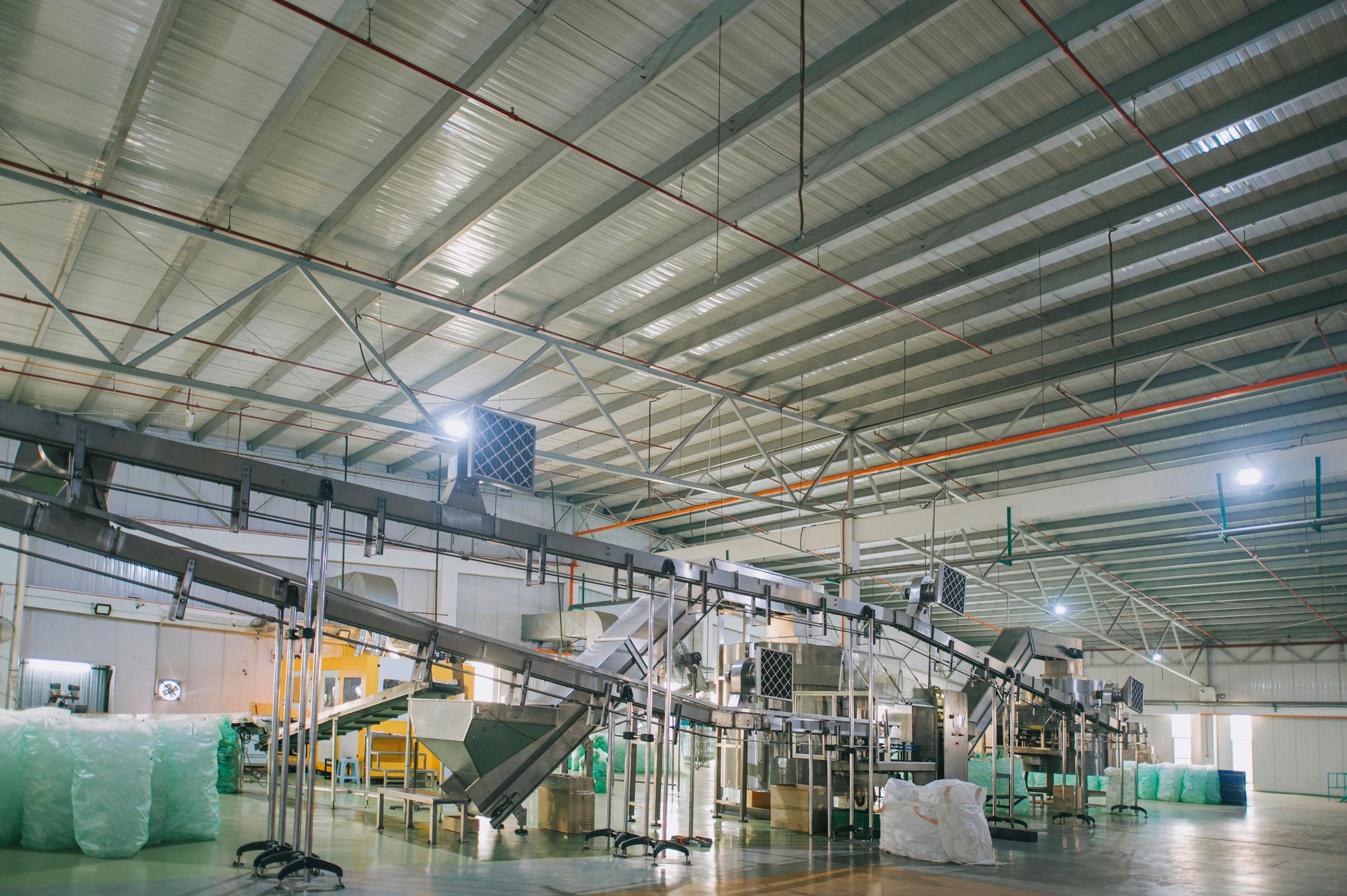 Production line in a factory interior