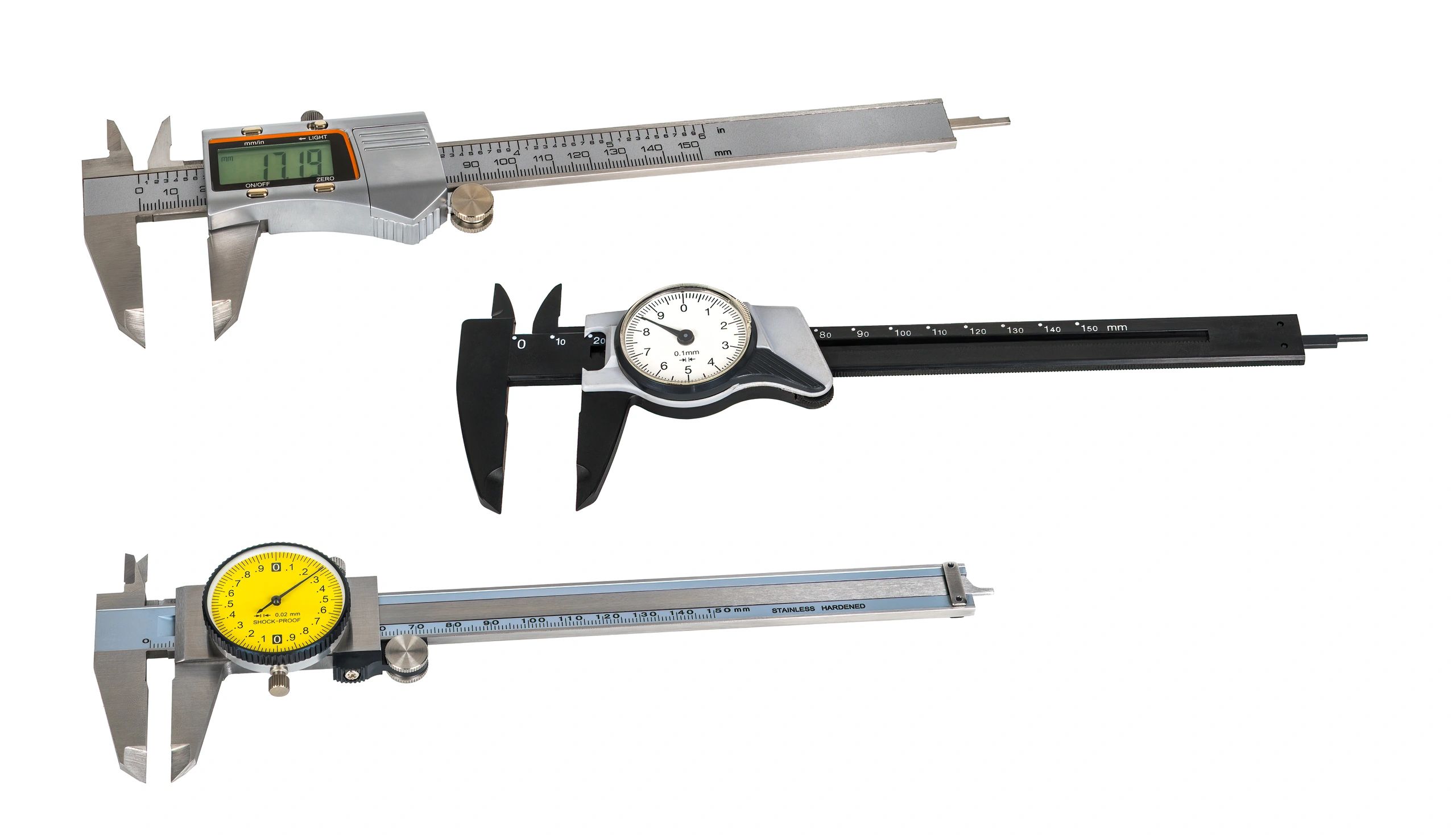 Measuring tools used for dimensional inspection